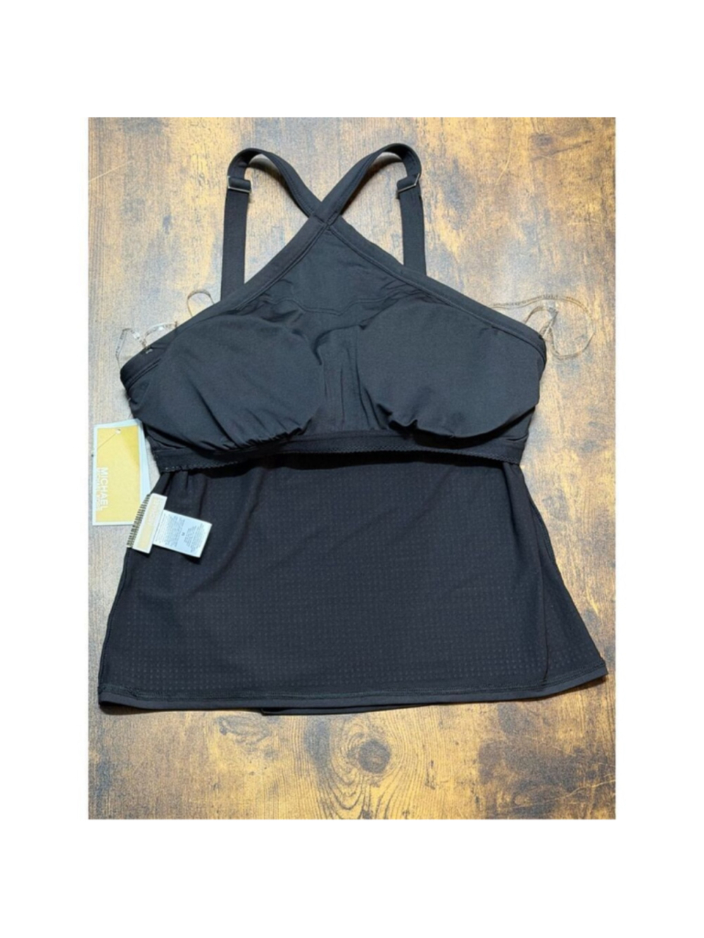 ✨ Michael Michael Kors Black Studded Tankini Swim Top Size M NWT Luxe Swimwear ✨ - Picture 6 of 13